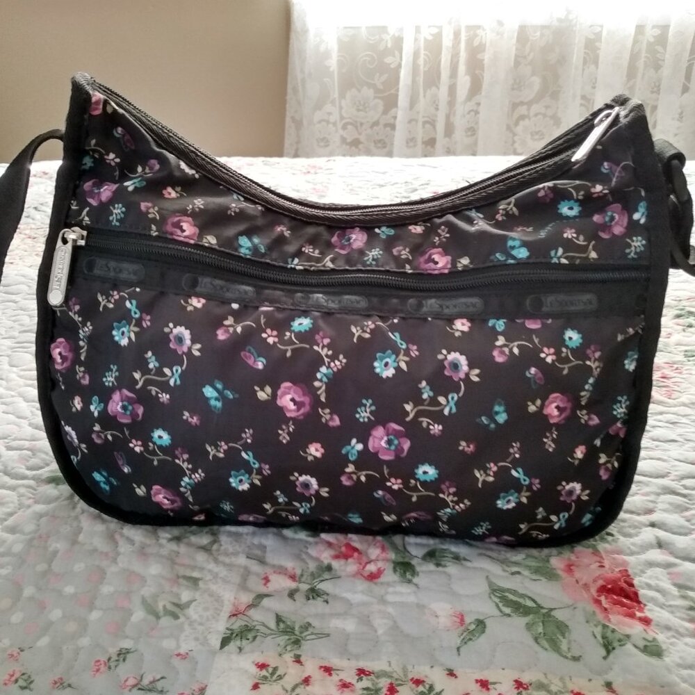 Nwot,  black floral lesportsac crossbody.